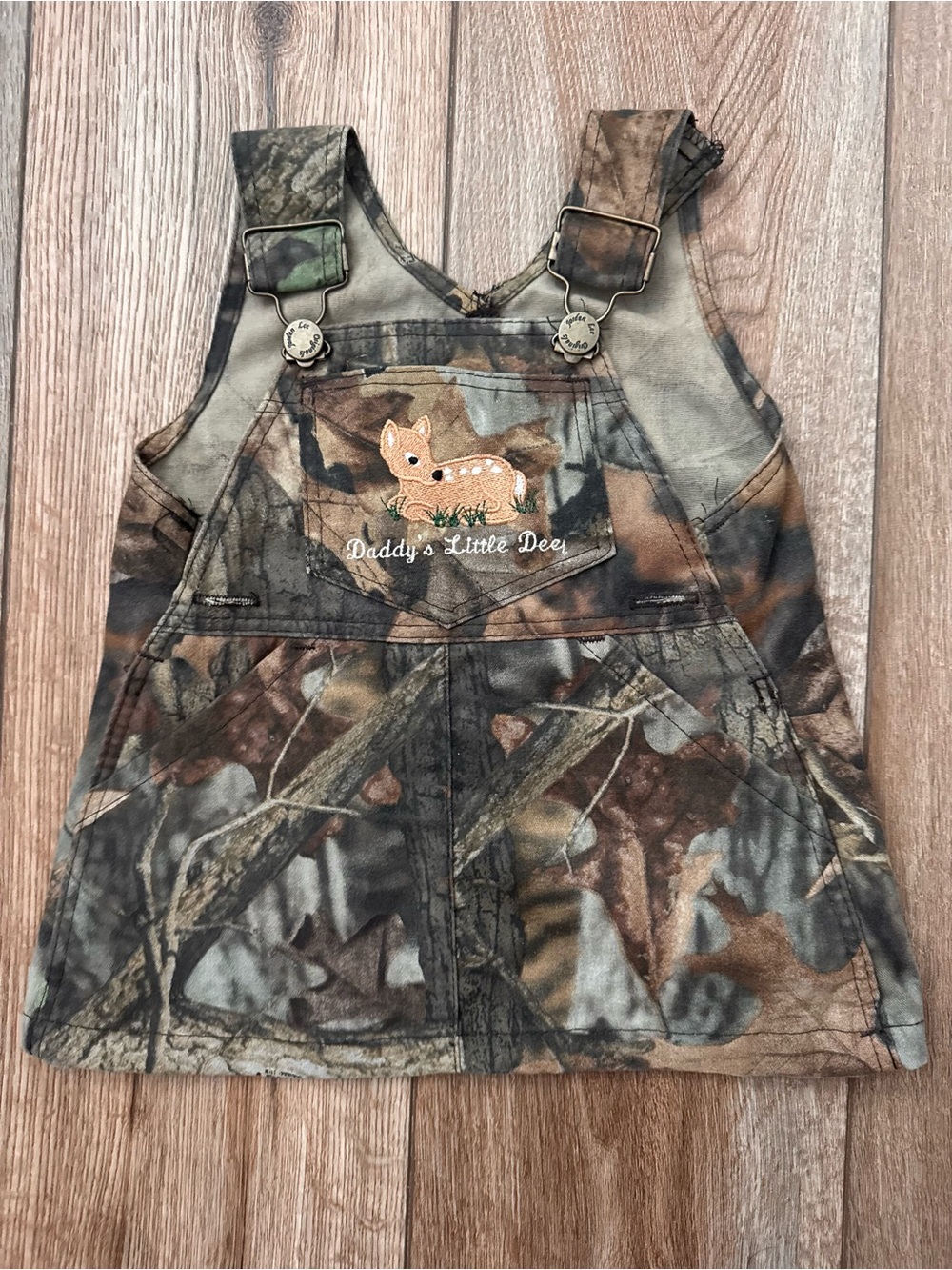 Lee Girls Camouflage Overall Dress with Deer Patch - Brown Green